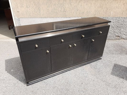 Italian Ebonized Wood and Aluminum Chest of Drawers, 1970s, Set of 2-OHK-708309