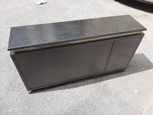 Italian Ebonized Wood and Aluminum Chest of Drawers, 1970s, Set of 2-OHK-708309