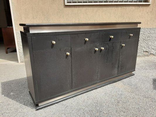 Italian Ebonized Wood and Aluminum Chest of Drawers, 1970s, Set of 2-OHK-708309