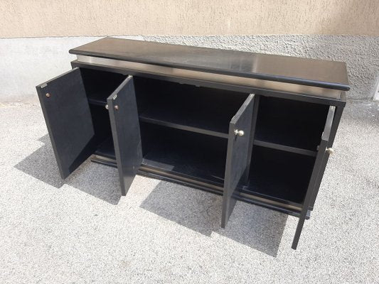 Italian Ebonized Wood and Aluminum Chest of Drawers, 1970s, Set of 2-OHK-708309