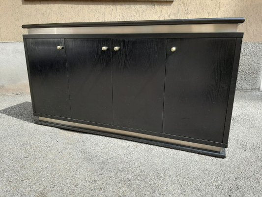 Italian Ebonized Wood and Aluminum Chest of Drawers, 1970s, Set of 2-OHK-708309