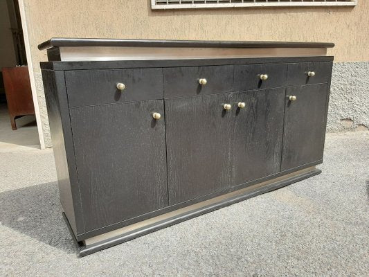 Italian Ebonized Wood and Aluminum Chest of Drawers, 1970s, Set of 2-OHK-708309