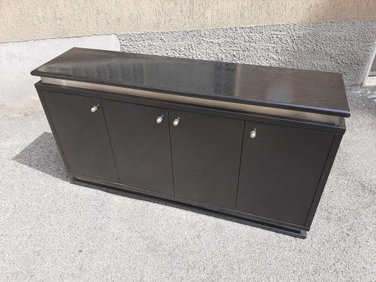 Italian Ebonized Wood and Aluminum Chest of Drawers, 1970s, Set of 2-OHK-708309