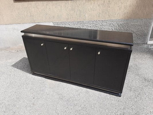 Italian Ebonized Wood and Aluminum Chest of Drawers, 1970s, Set of 2-OHK-708309