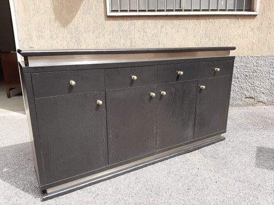 Italian Ebonized Wood and Aluminum Chest of Drawers, 1970s, Set of 2-OHK-708309