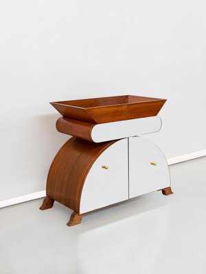 Italian Eccentric Wood and Mirror Console by Nanda Vigo for Unique Piece, 1980s-GDD-1096727