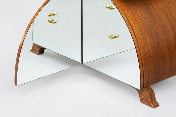 Italian Eccentric Wood and Mirror Console by Nanda Vigo for Unique Piece, 1980s-GDD-1096727