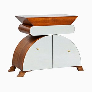 Italian Eccentric Wood and Mirror Console by Nanda Vigo for Unique Piece, 1980s-GDD-1096727