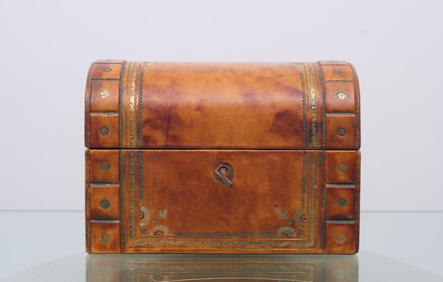 Italian Embossed Leather Jewelry Box, 1960s-GCG-1273911