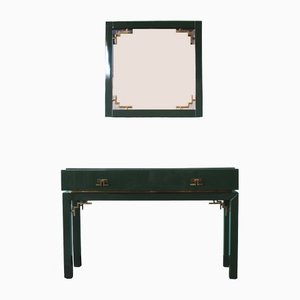 Italian Emerald Green Consolle with Mirror , Set of 2-HZ-1429052