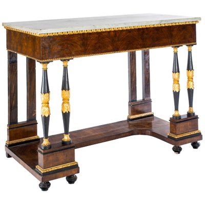 Italian Empire Console Table with White Marble Top, 1815-MBH-1032693