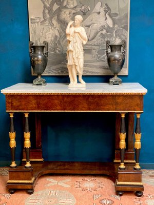 Italian Empire Console Table with White Marble Top, 1815-MBH-1032693