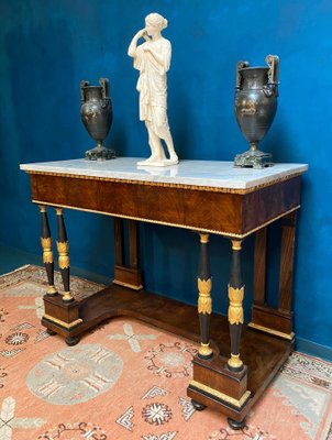 Italian Empire Console Table with White Marble Top, 1815-MBH-1032693