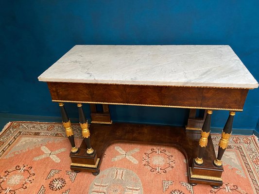 Italian Empire Console Table with White Marble Top, 1815-MBH-1032693