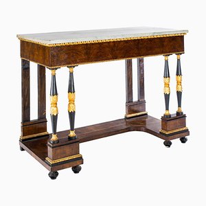 Italian Empire Console Table with White Marble Top, 1815-MBH-1032693