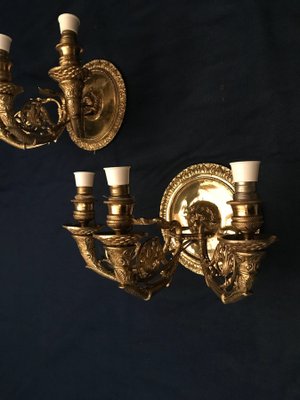 Italian Empire Style Brass Scones or Wall Lights, 1970, Set of 2-MBH-1032281