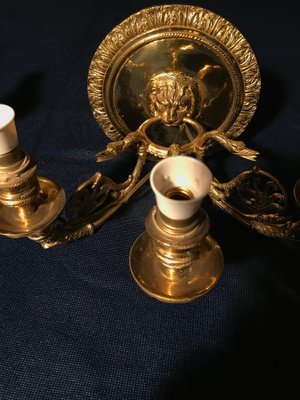 Italian Empire Style Brass Scones or Wall Lights, 1970, Set of 2-MBH-1032281