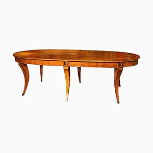 Italian Empire Style Oval Cherrywood and Ebony Dining Room Table, 19th Century-AXE-1433469