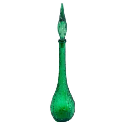 Italian Empoli Genie Bottle in Green Art Glass, 1960s-MJY-1756256