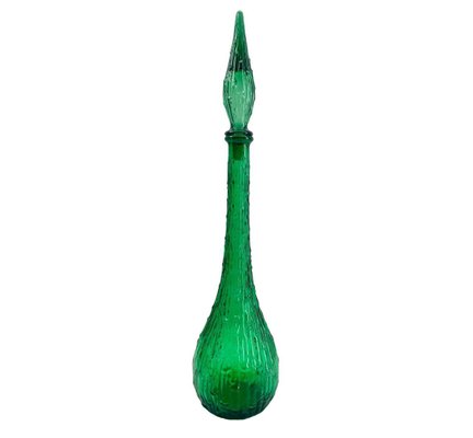 Italian Empoli Genie Bottle in Green Art Glass, 1960s-MJY-1756256