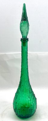 Italian Empoli Genie Bottle in Green Art Glass, 1960s-MJY-1756256