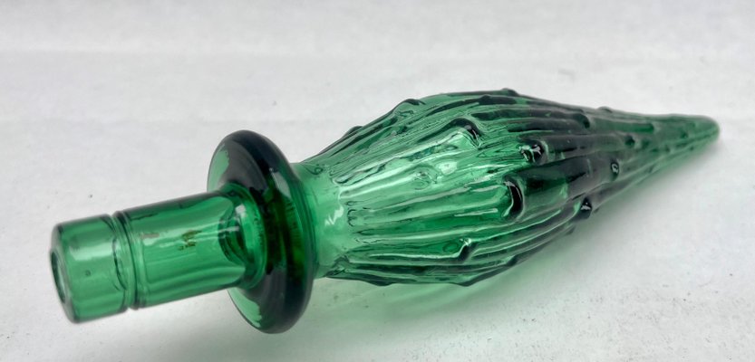 Italian Empoli Genie Bottle in Green Art Glass, 1960s-MJY-1756256