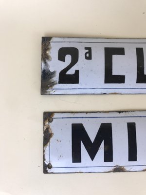 Italian Enamel Metal Signs Second Class and Mixed Class, 1940s, Set of 2-YNA-638869