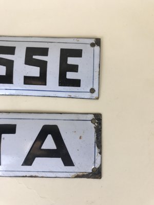 Italian Enamel Metal Signs Second Class and Mixed Class, 1940s, Set of 2-YNA-638869