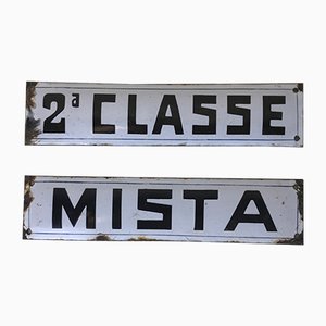 Italian Enamel Metal Signs Second Class and Mixed Class, 1940s, Set of 2-YNA-638869