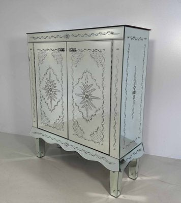 Italian Engraved Murano Glass Mirror Cabinet, 1980s-FF-1728787