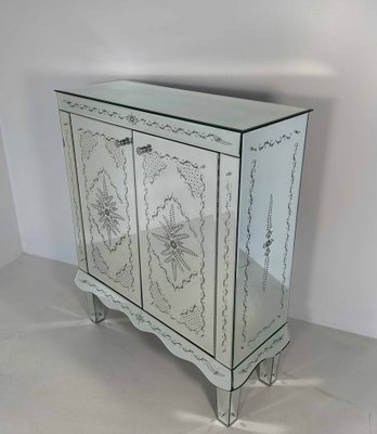 Italian Engraved Murano Glass Mirror Cabinet, 1980s-FF-1728787