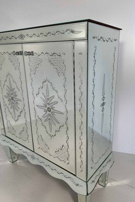 Italian Engraved Murano Glass Mirror Cabinet, 1980s-FF-1728787