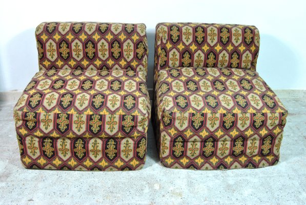 Italian Etro Fabric Lounge Chairs, 1970s, Set of 2-WFB-742294