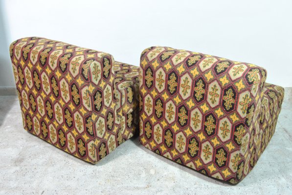 Italian Etro Fabric Lounge Chairs, 1970s, Set of 2-WFB-742294