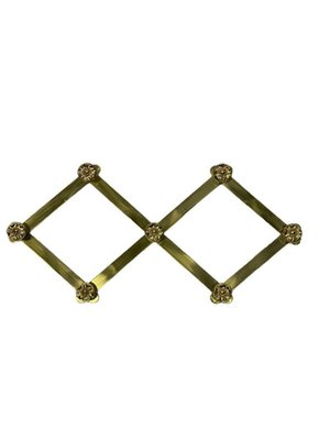 Italian Extendable Brass Coat Rack with Floral Knobs-UCH-1224300