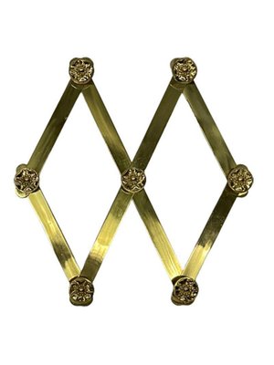 Italian Extendable Brass Coat Rack with Floral Knobs-UCH-1224300