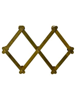 Italian Extendable Brass Coat Rack with Floral Knobs-UCH-1224300