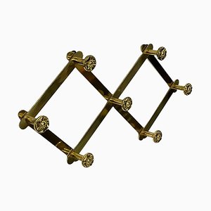 Italian Extendable Brass Coat Rack with Floral Knobs-UCH-1224300