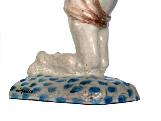 Italian Fishing Sculpture by Giuseppe Migneco for Ceramica Rossicone, 1970s-KGD-1772492