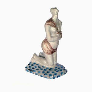 Italian Fishing Sculpture by Giuseppe Migneco for Ceramica Rossicone, 1970s-KGD-1772492