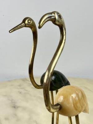 Italian Flamingos in Brass and Marble, 1950s, Set of 2-YST-1798294