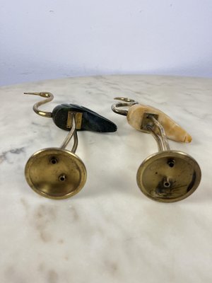 Italian Flamingos in Brass and Marble, 1950s, Set of 2-YST-1798294