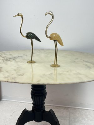 Italian Flamingos in Brass and Marble, 1950s, Set of 2-YST-1798294