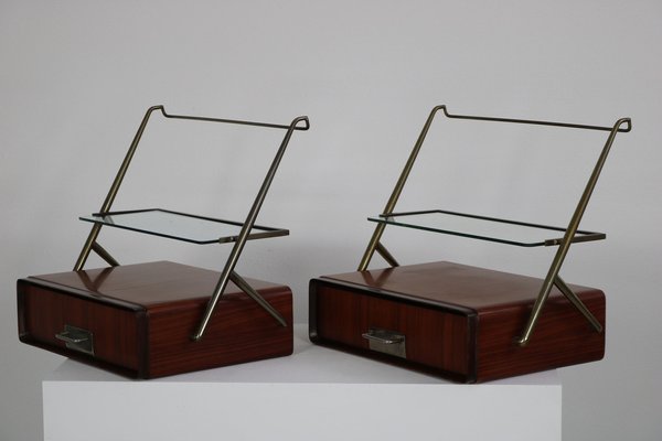 Italian Floating Bedside Tables in Rosewood by Silvio Cavatora, 1950s, Set of 2-AA-1802456