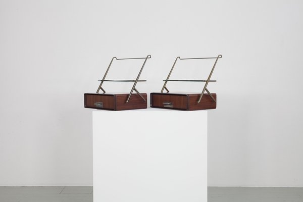 Italian Floating Bedside Tables in Rosewood by Silvio Cavatora, 1950s, Set of 2-AA-1802456