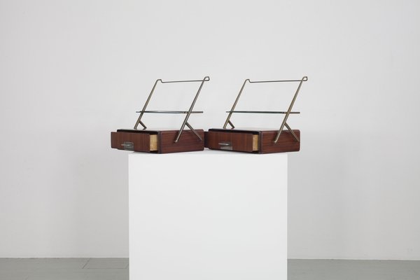 Italian Floating Bedside Tables in Rosewood by Silvio Cavatora, 1950s, Set of 2-AA-1802456