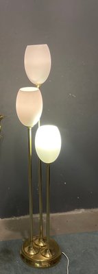 Italian Floor Lamp in Brass and Opaline Glass, 1980s-JJC-1447076