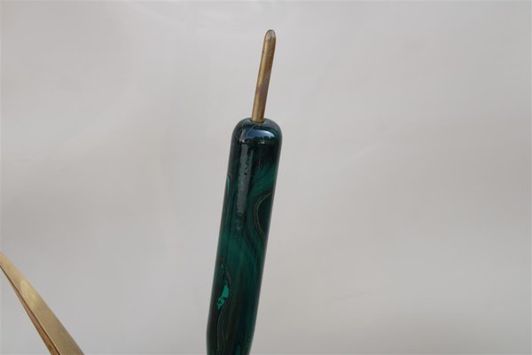 Italian Floor Lamp in Malachite & Brass, 1970s-EH-1702310