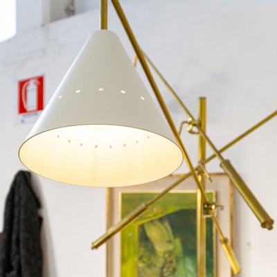 Italian Floor Lamp with Articulated Arms, Adjustable Lacquered Brass Lampshade & Marble Base from Arredoluce-MPO-1034925