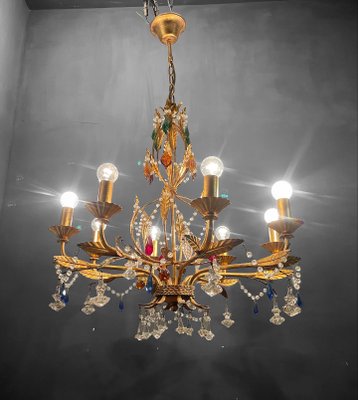 Italian Florentine Gold Gilded Murano Glass Chandelier-JJC-1175109